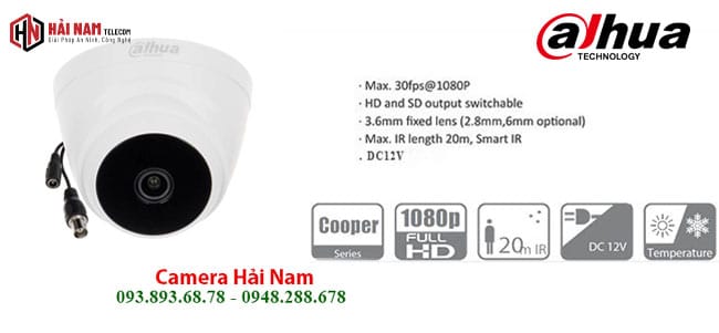 Camera HDCVI Dahua HAC-T1A21P 2MP Full HD 1080P Dùng Trong Nhà