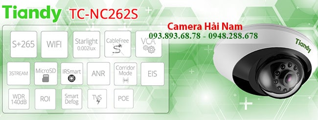Camera Tiandy Pro TC-NC262S Góc rộng, Siêu nét  2.0M Full HD 1080P - Mua & Lắp đặt Camera IP Tiandy thông minh, chính hãng, giá rẻ nhất