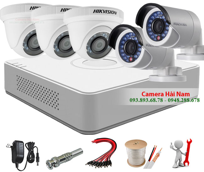 Bộ 5 Mắt Camera Hikvision 2.0MP Full HD 1080P chính hãng, chống nước hiệu quả