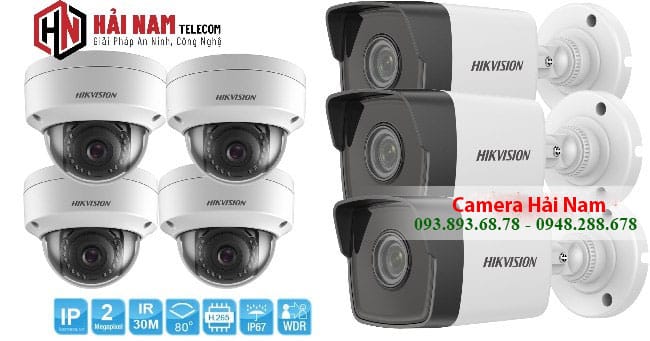 Trọn bộ 7 camera IP Hikvision 2MP