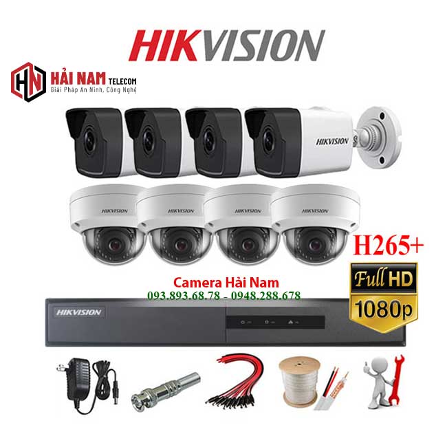 Trọn Bộ 8 Camera IP Hikvision 2MP 